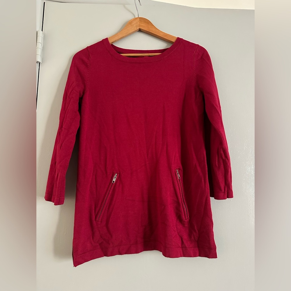 Spense knit 3/4 sleeve length sweater with front pockets